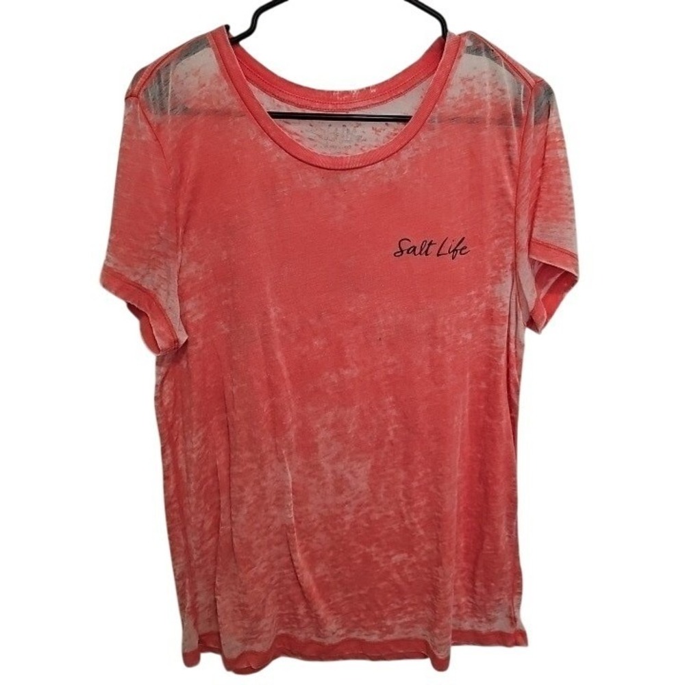 Salt Life Womens Salt Tribe Burnout Graphic T-Shirt Coral Pink Medium SL131535